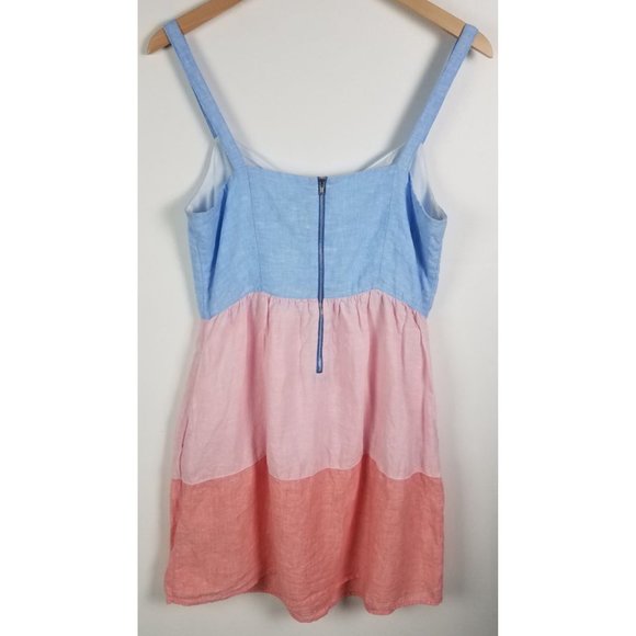 Cynthia Rowley Women's Sz. M 100% Linen Tiered Color Block Short Sundress - Picture 6 of 8